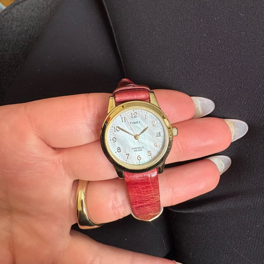 Timex Women's Gold Watch with Red Strap